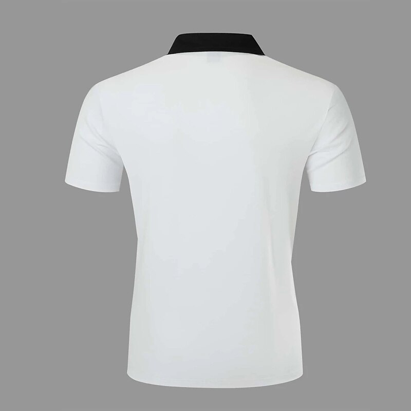 Men's Polo Shirt Golf Shirt Casual Holiday Classic Short Sleeve Fashion Basic Color Block Button Summer Regular Fit Red Emerald Green Dark Blue Black-white Polo Shirt
