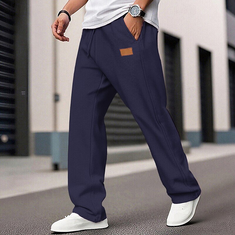 Men's Sweatpants Trousers Straight Leg Sweatpants Drawstring Pocket Elastic Waist Plain Comfort Sports Outdoor Daily Fashion Casual Black White Micro-elastic