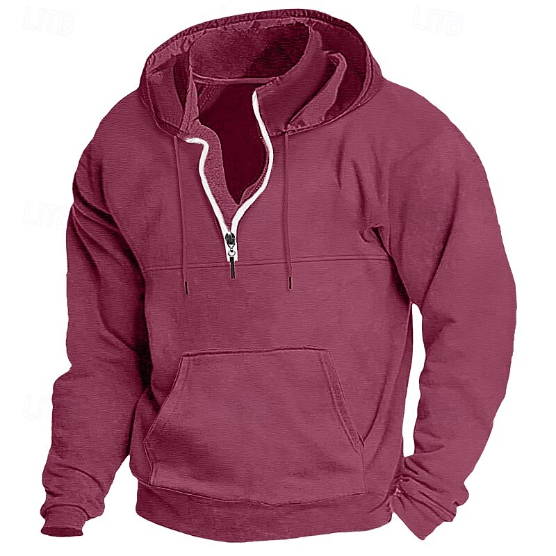 Men's Hoodie Quarter Zip Hoodie Tactical Hoodie Tactical Black Wine Navy Blue Dark Green Camel Hooded Plain Sports & Outdoor Daily Holiday Streetwear Cool Casual Spring &  Fall Clothing Apparel