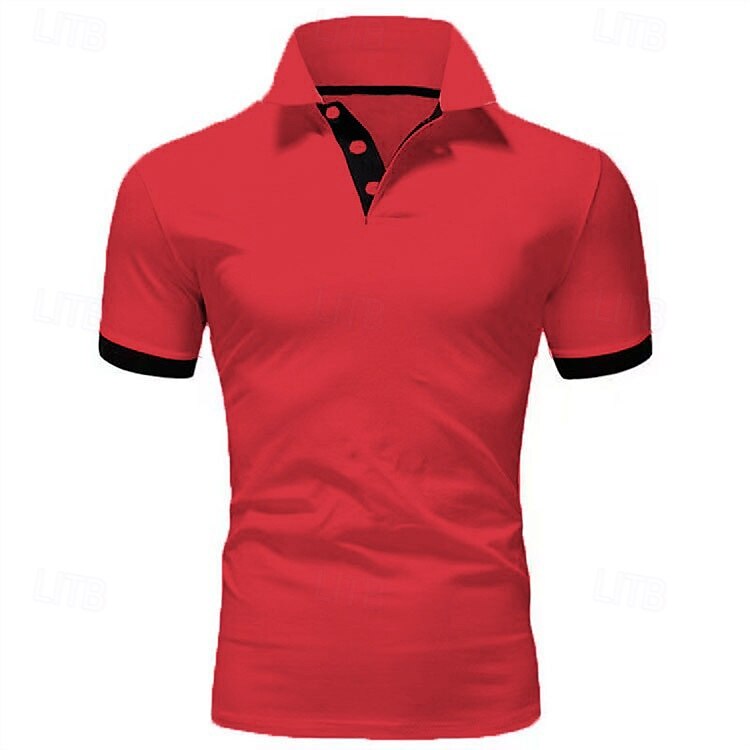 Men's Golf Shirt Polo Casual Sports Classic Short Sleeve Basic Casual Solid Color Plain Button Front Summer Spring Regular Fit Apple Green Light Pink Golden yellow Lake blue Yellow and Navy Black