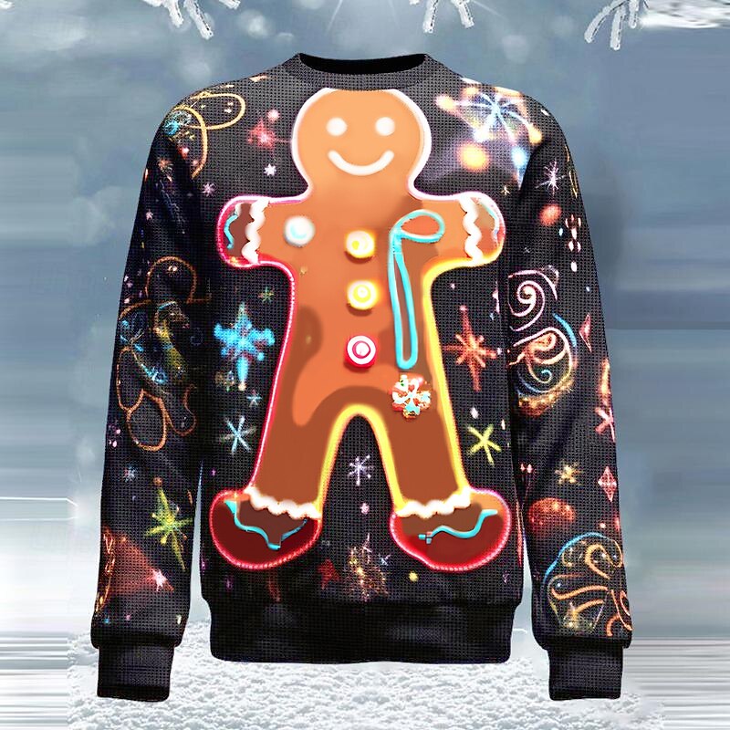 Ugly Christmas Sweater Men's Sweaters Rock Snowflake Gingerbread Pullover Jumper Knitwear Knitting New Years Eve Sweater Outdoor Daily Vacation Long Sleeve Crewneck Fall Winter Black Army Green Blue
