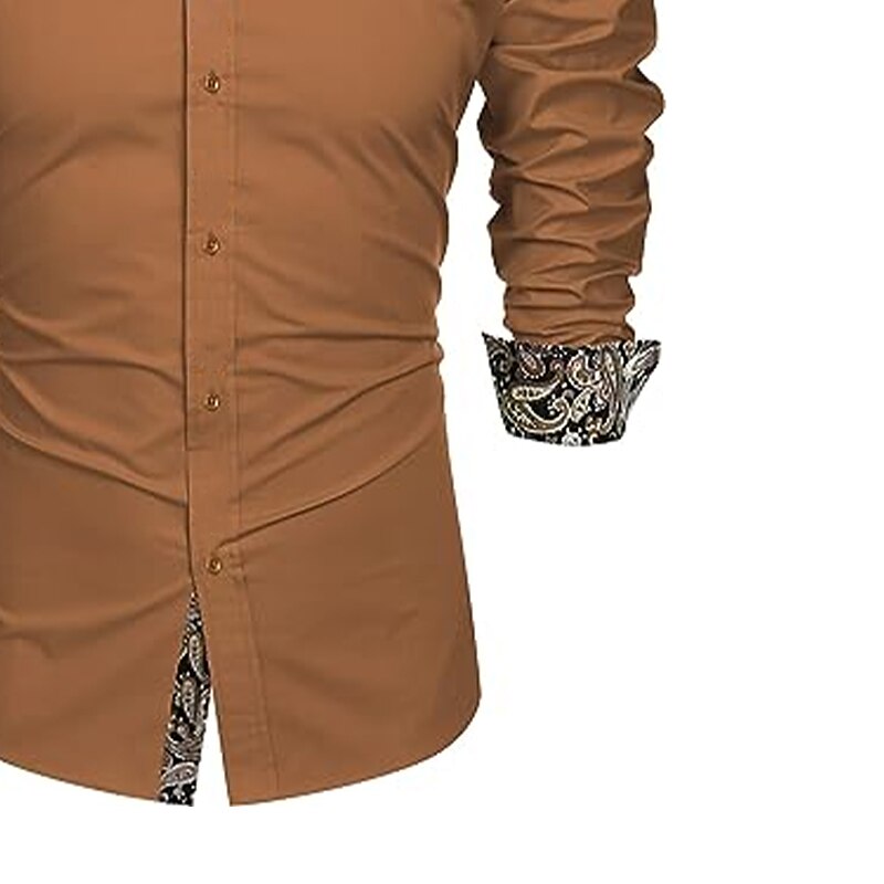 Men's Shirt Button Up Shirt Long Sleeve Color Block Front Pocket Comfortable Casual Shirt 