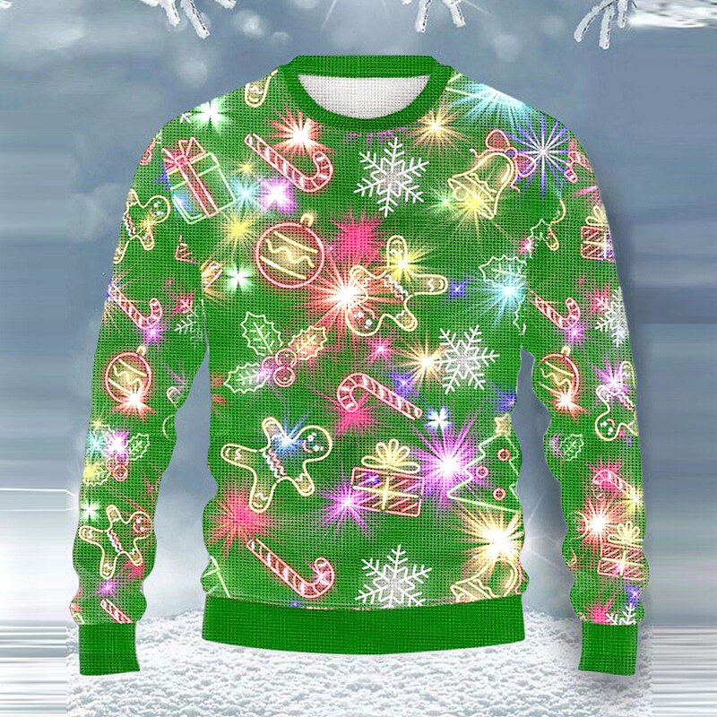 Ugly Christmas Sweater Men's Sweaters Rock Snowflake Gingerbread Pullover Jumper Knitwear Knitting New Years Eve Sweater Outdoor Daily Vacation Long Sleeve Crewneck Fall Winter Black Army Green Blue
