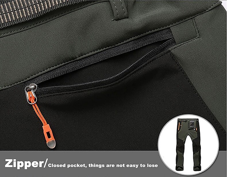 Men's Fleece Lined Pants Waterproof Hiking Pants Trousers Softshell Pants Winter Outdoor Thermal Warm Windproof Fleece Lining Pants / Trousers Bottoms Army Green Gray Black Hunting Fishing Climbing