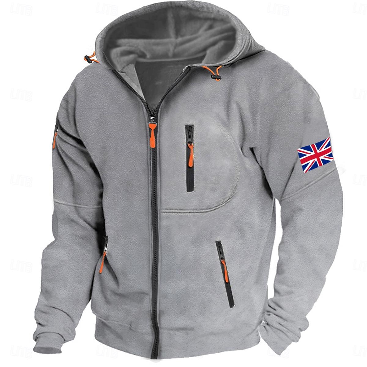 Mens Independence Day American Flag Graphic Tactical Military National Fashion Daily Casual Outerwear Zip Vacation Going Streetwear Hoodies