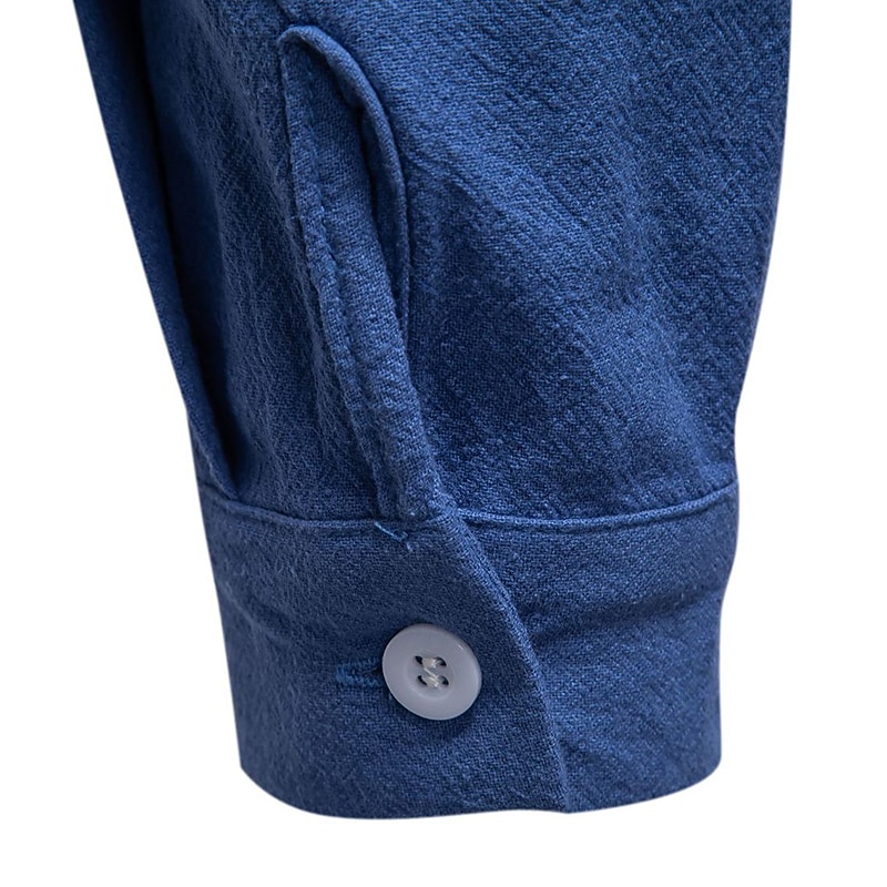 Men's Shirt Dress Shirt Button Up Shirt 100% Cotton Plain Daily Business Light Blue Black White Army Green Long Sleeve Grandad Collar All Seasons Clothing Apparel