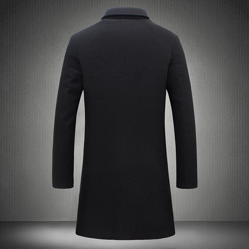 Men's Winter Coat Overcoat Long Trench Coat Outdoor Daily Wear Fall & Winter Outerwear Clothing Apparel Fashion Streetwear Plain Lapel Single Breasted