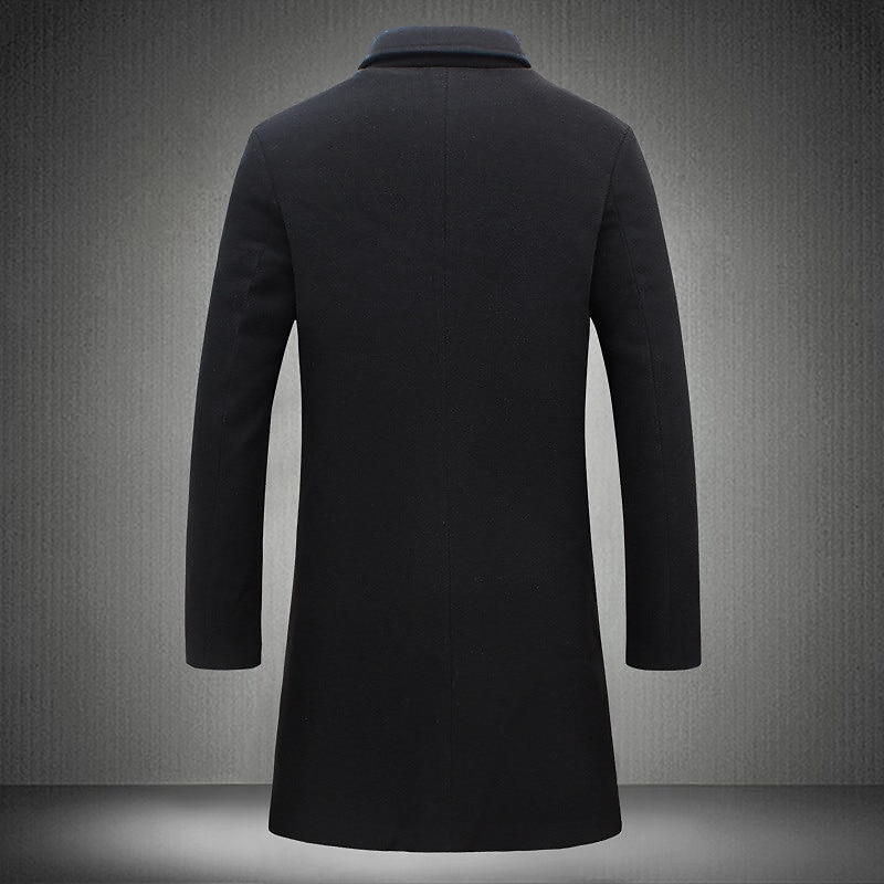 Men's Winter Coat Overcoat Long Trench Coat Outdoor Daily Wear Fall & Winter 95% Polyester 5% Spandex Outerwear Clothing Apparel Fashion Streetwear Plain Lapel Double Breasted