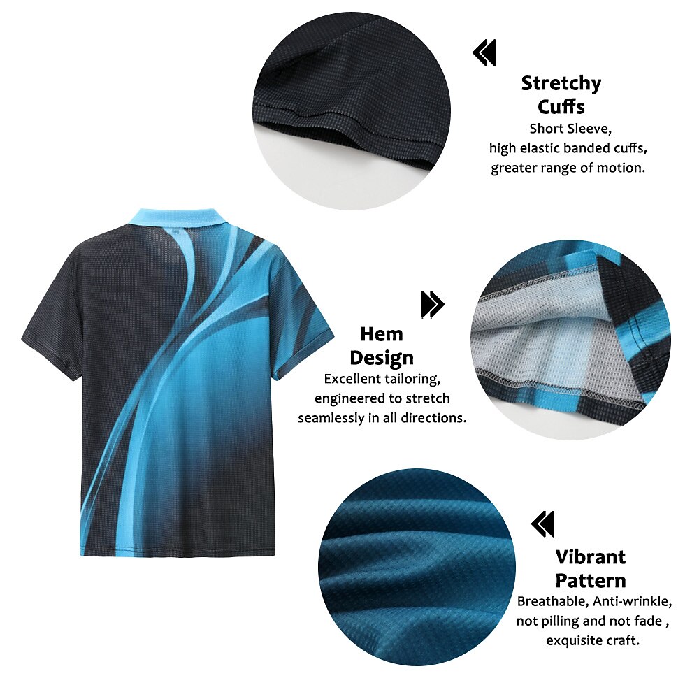 Men's Polo Shirt Waffle Polo Shirt Lapel Polo Button Up Polos Golf Shirt Gradient Graphic Prints Geometry Turndown Yellow Red Blue Green Gray Outdoor Street Short Sleeve Print Clothing Apparel