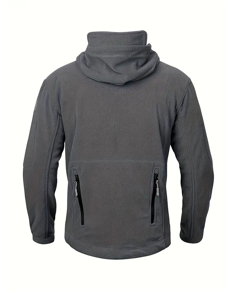 Men's Fleece Jacket Military Jacket Tactical Jacket Daily Vacation Thermal Warm Pocket Fleece Fall & Winter Plain Fashion Streetwear Hooded Regular Black Khaki Army Green Gray Jacket