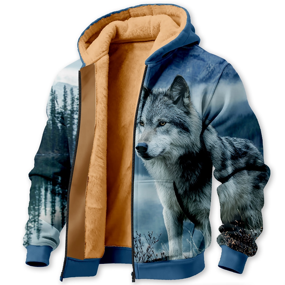 Men's Fox Fleece Hoodie Jacket Sweatshirt Classic Military Hunting Long Sleeve Crew Neck Outdoor Camping Blue 1 Black Blue Brown Green Zip Up Fall Winter Designer S M L XL 2XL 3XL