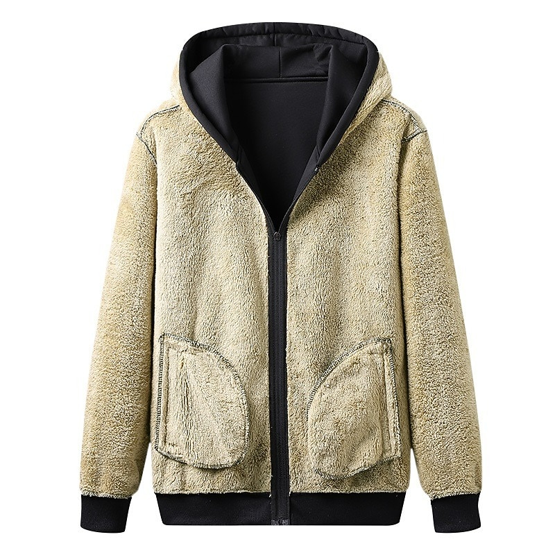 Men's Hoodie Full Zip Hoodie Fleece Hoodie Fleece lined Hoodie Black Light Grey Dark Gray Hooded Plain Casual Daily Sports & Outdoor Polyester Streetwear Cool Sportswear Fall Winter Clothing Apparel