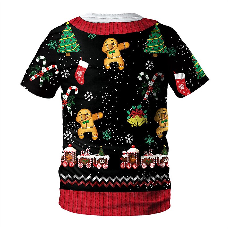 Christmas T Shirt Men's T shirt Tee Cartoon Graphic Prints Crew Neck White+Red Red+Army Green+White Green Black Pink 3D Print Outdoor Christmas Short Sleeve Print Clothing Apparel Sports Designer