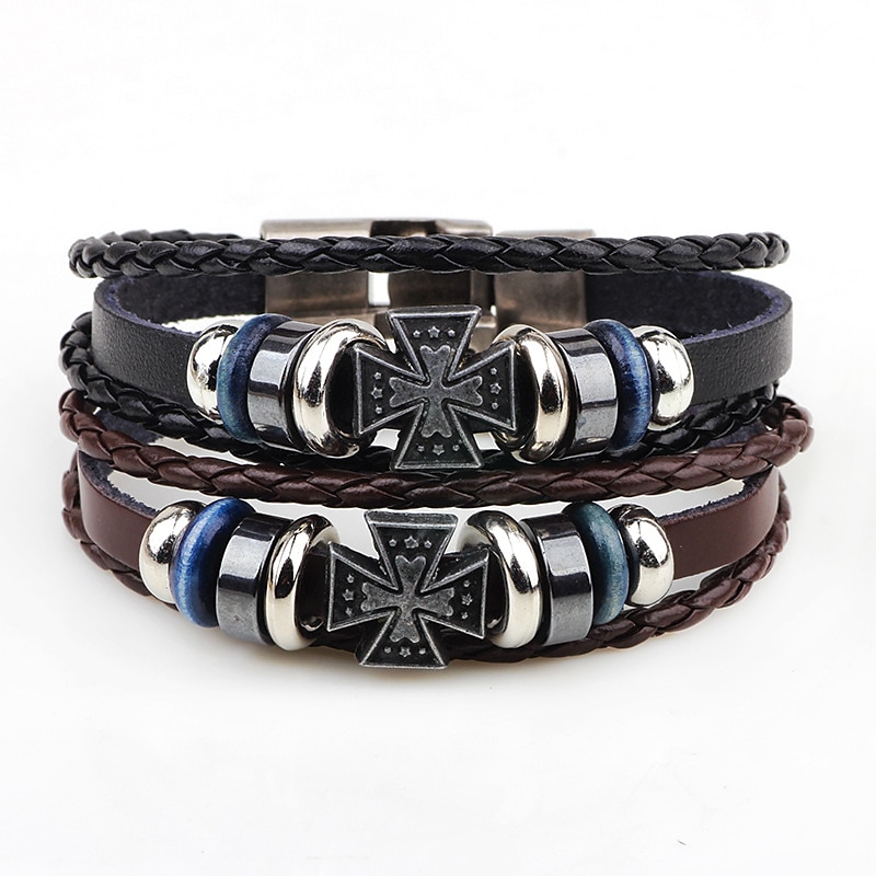 Men's Bracelet Thick Chain Lucky Stylish Fashion Punk Trendy Casual / Sporty Alloy Bracelet Jewelry Black / Coffee For Sport Holiday Prom Birthday Festival