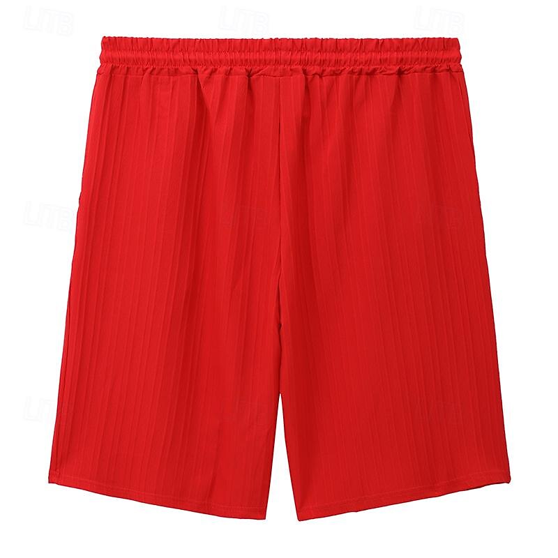 Men's Summer Shorts Beach Shorts Casual Shorts Pocket Drawstring Elastic Waist Plain Comfort Breathable Short Holiday Vacation Beach Hawaiian Boho Black White