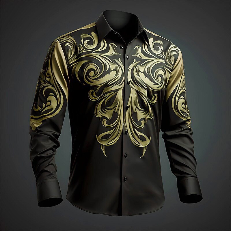 Men's Floral Artistic Daily Wear Going out Fall & Winter Turndown Long Sleeve Stretch Fabric Shirt