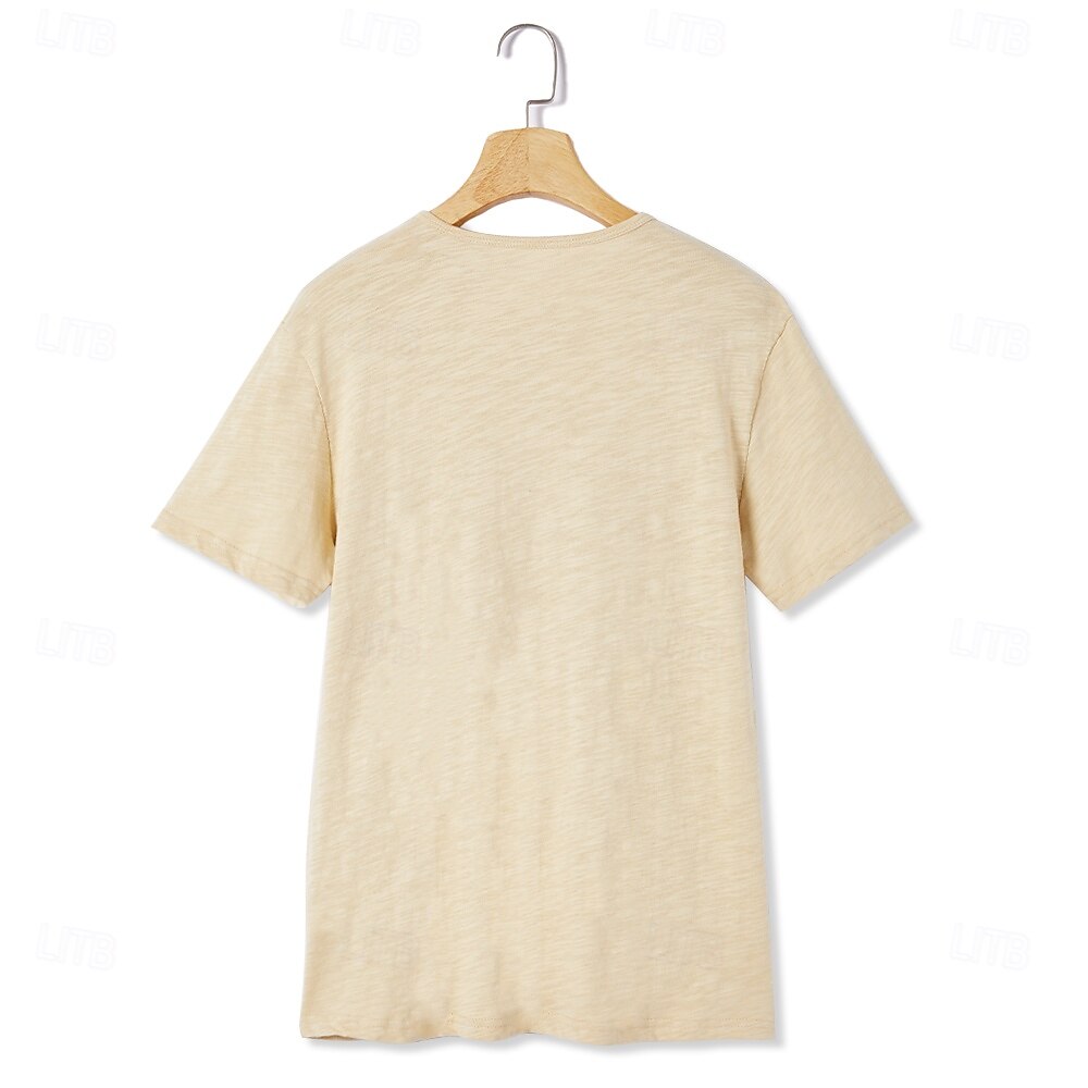 Men's T shirt Tee Henley Shirt Tee Top Plain Henley Street Vacation Short Sleeves Button Clothing Apparel Designer Basic Modern Contemporary