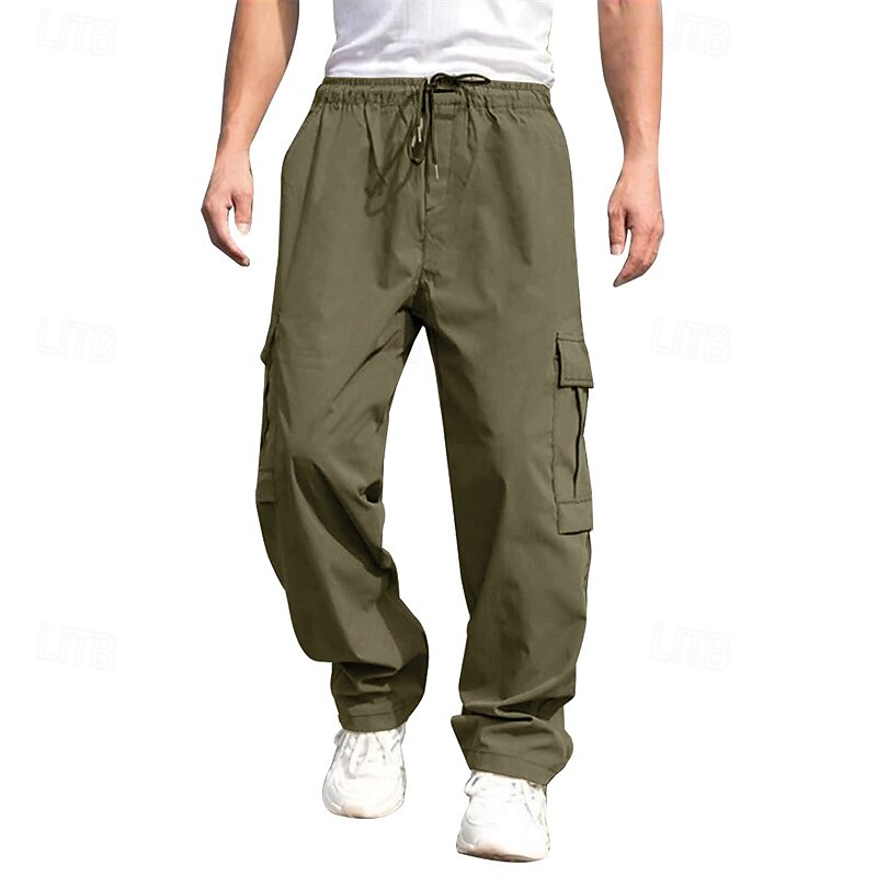 Men's Cargo Pants Tactical Pants Trousers Drawstring Elastic Waist Multi Pocket Plain Wearable Outdoor Daily Camping & Hiking Fashion Classic Black Army Green