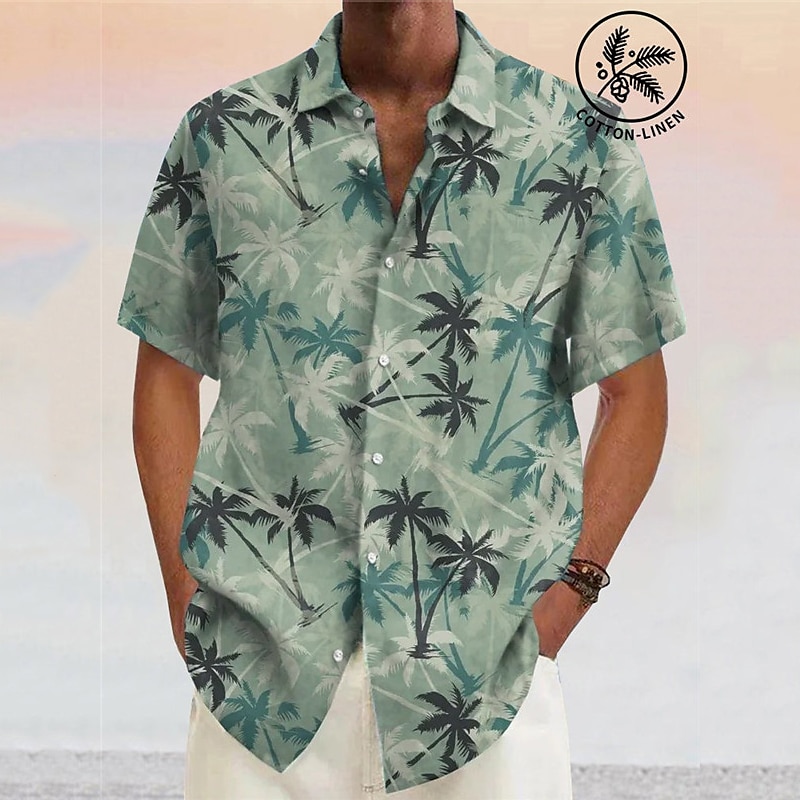 Men's Coconut Tree Tropical Plants Shirt Summer Hawaiian Shirt Aloha Shirt Short Sleeves Shirt Turndown Fashion Designer Casual Outdoor Street Casual Yellow Pink Wine S M L