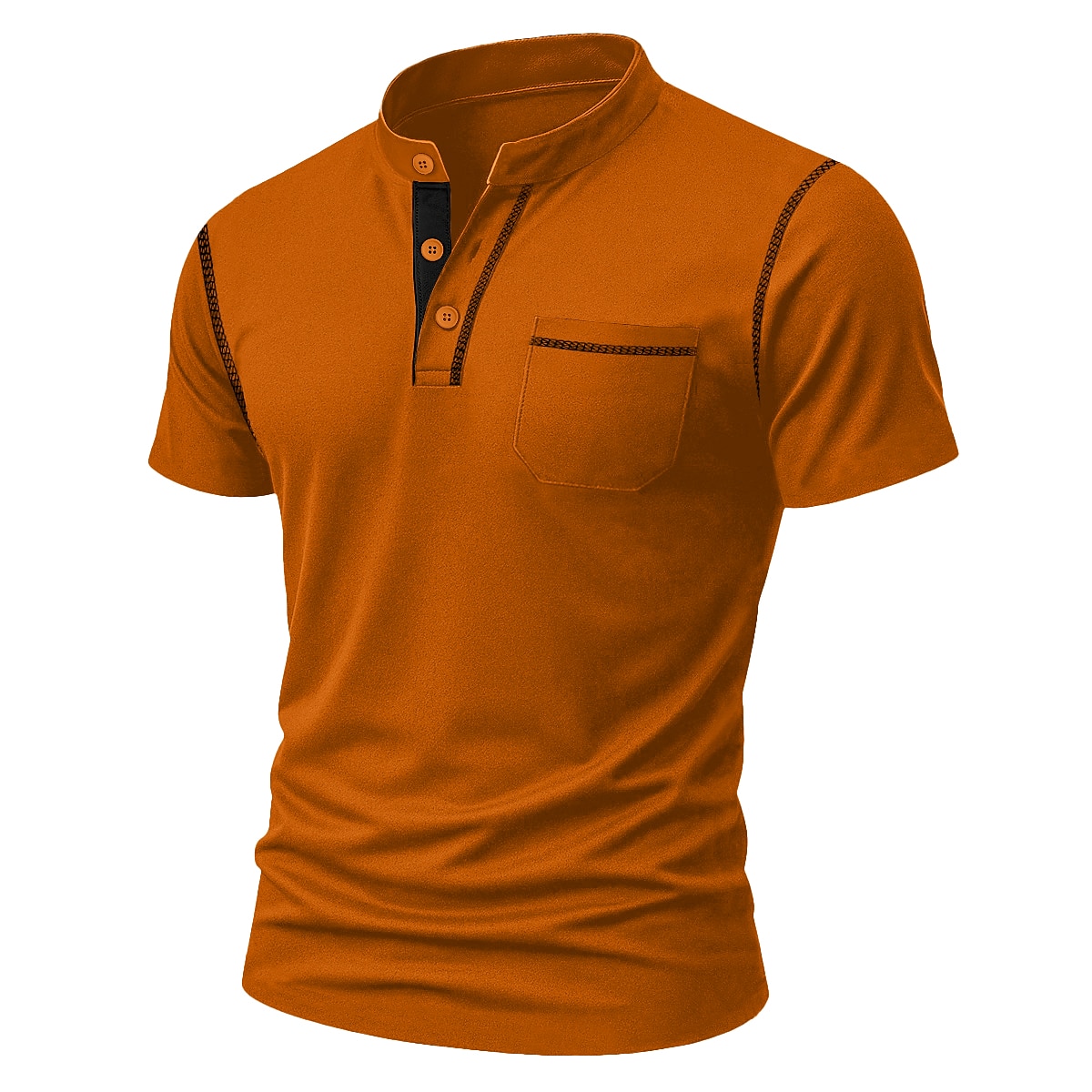 Men's Henley Shirt Tee Short Sleeve Solid Color Plain Casual Pocket Buttons Contrast Stitching Henley Outdoor Casual Daily Summer Spring &  Fall Black White Light Blue Henley T-Shirt