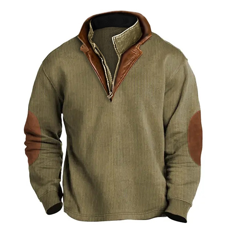 Men's Sweatshirt Quarter Zip Sweatshirt Color Block Patchwork Basic Hoodies