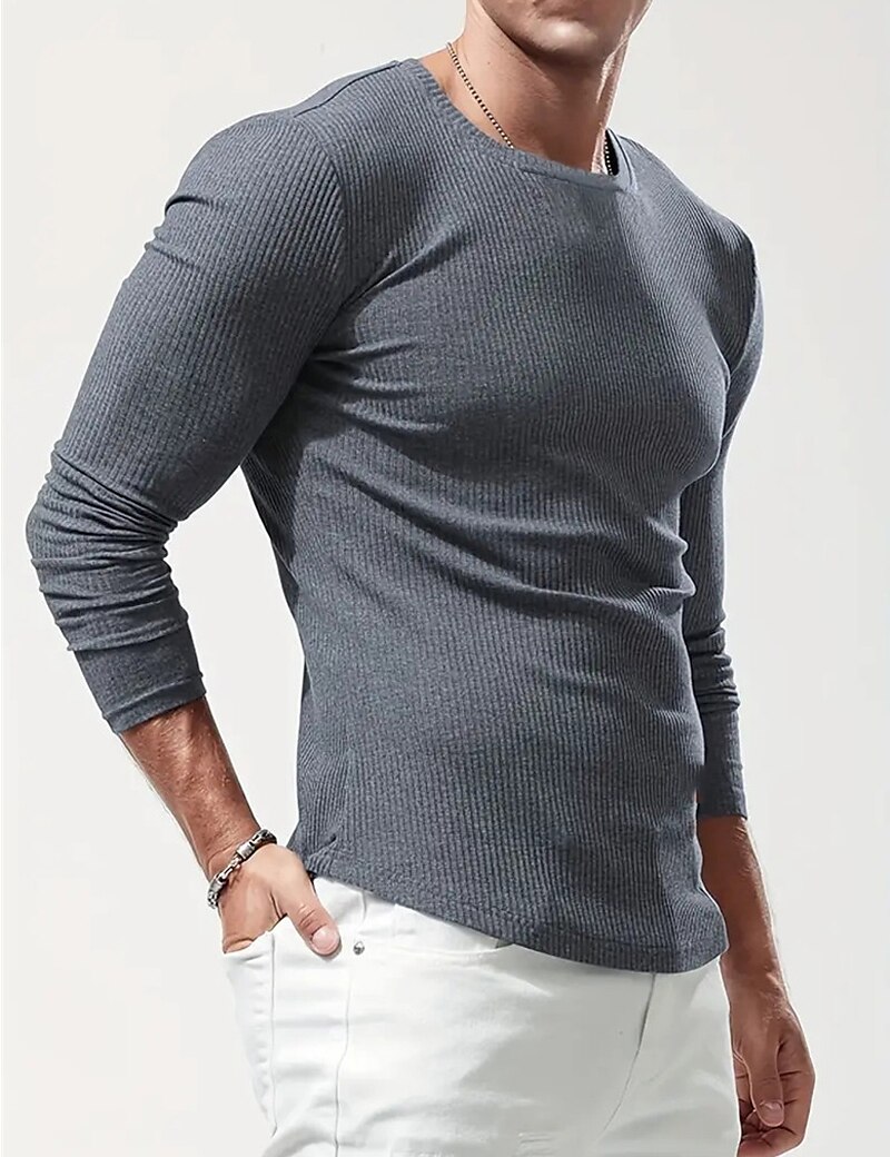 Men's Basic Henley T shirt Tee Long Sleeve Tops Plain 