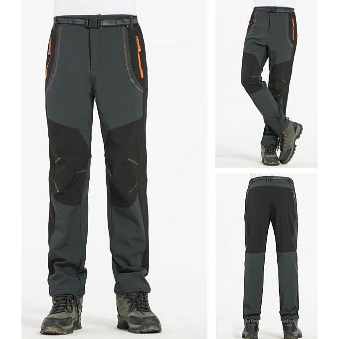Men's Fleece Lined Pants Waterproof Hiking Pants Trousers Softshell Pants Winter Outdoor Thermal Warm Windproof Fleece Lining Pants / Trousers Bottoms Army Green Gray Black Hunting Fishing Climbing