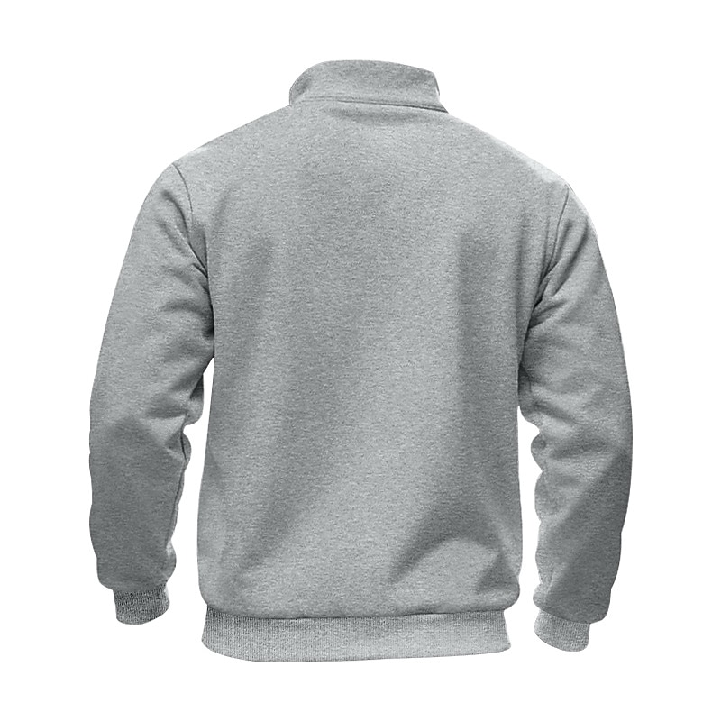 Men's Sweatshirt  Pullover Quarter Zip Sweatshirt Black White Army Green Navy Blue Camel Standing Collar Plain Kangaroo Pocket Sports & Outdoor Casual Daily Streetwear Cool Sportswear