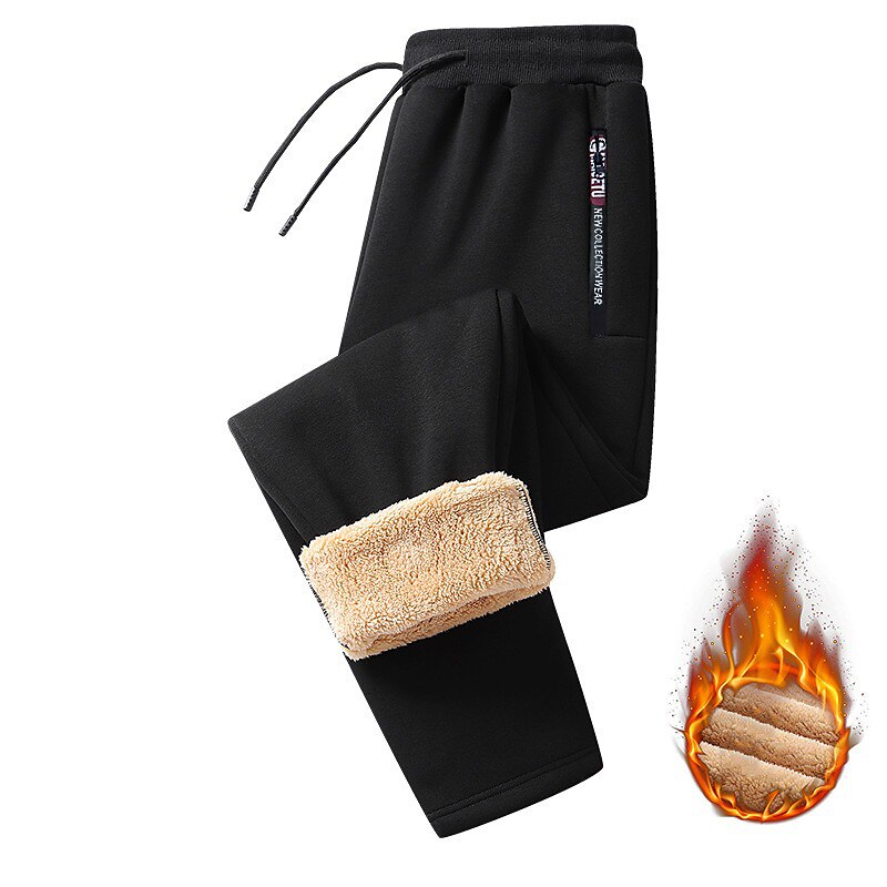 Men's Sherpa Fleece Pants Joggers Winter Pants Trousers Drawstring Elastic Waist Zipper Pocket Solid Color Warm Casual Daily Running Sports Fashion Black Black Straight Leg Micro-elastic