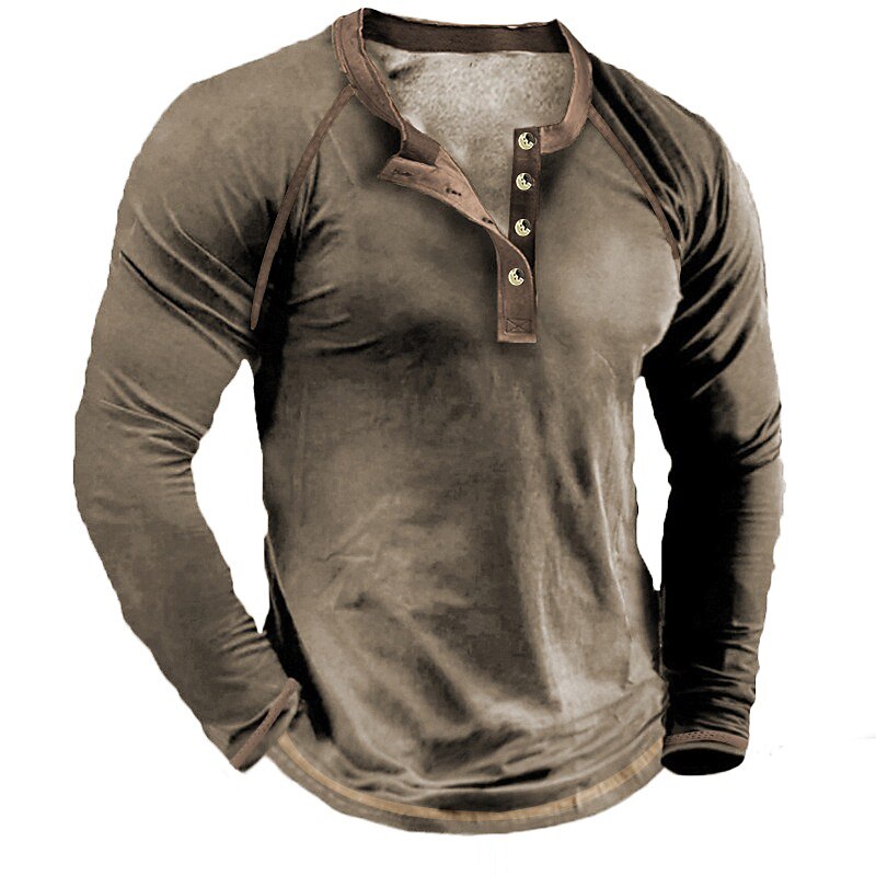 Men's Henley Shirt Long Sleeve Shirt Plain Henley Street Sports Long Sleeve Button-Down Clothing Apparel Designer Basic Casual Comfortable