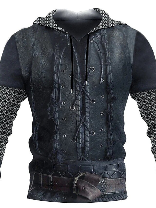 Men's Hoodie Pullover 3D Print Plus Size Basic Long Sleeve Sweatshirt