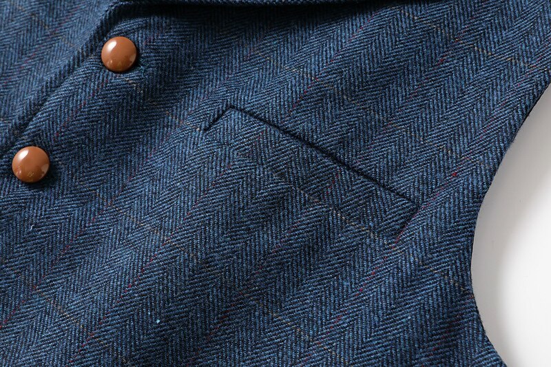 Men's Vest Tweed Vest Waistcoat Vintage Fashion Spring &  Fall Buttons Wool Blend Comfortable Plain Single Breasted V Neck Regular Fit Deep Green Navy Dark Gray Light Grey Vest