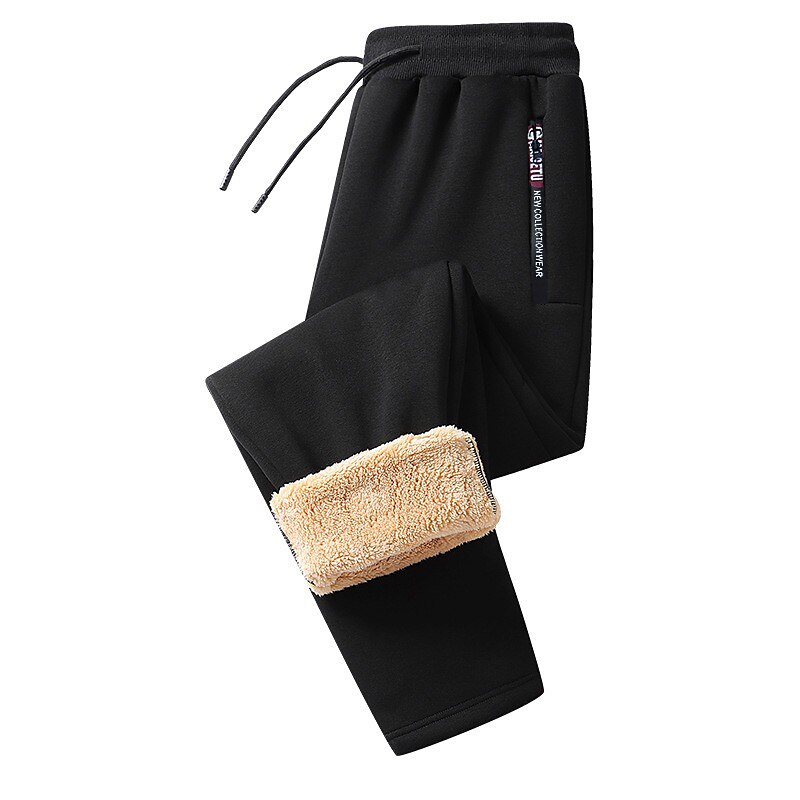 Men's Sherpa Fleece Pants Joggers Winter Pants Trousers Drawstring Elastic Waist Zipper Pocket Solid Color Warm Casual Daily Running Sports Fashion Black Black Straight Leg Micro-elastic
