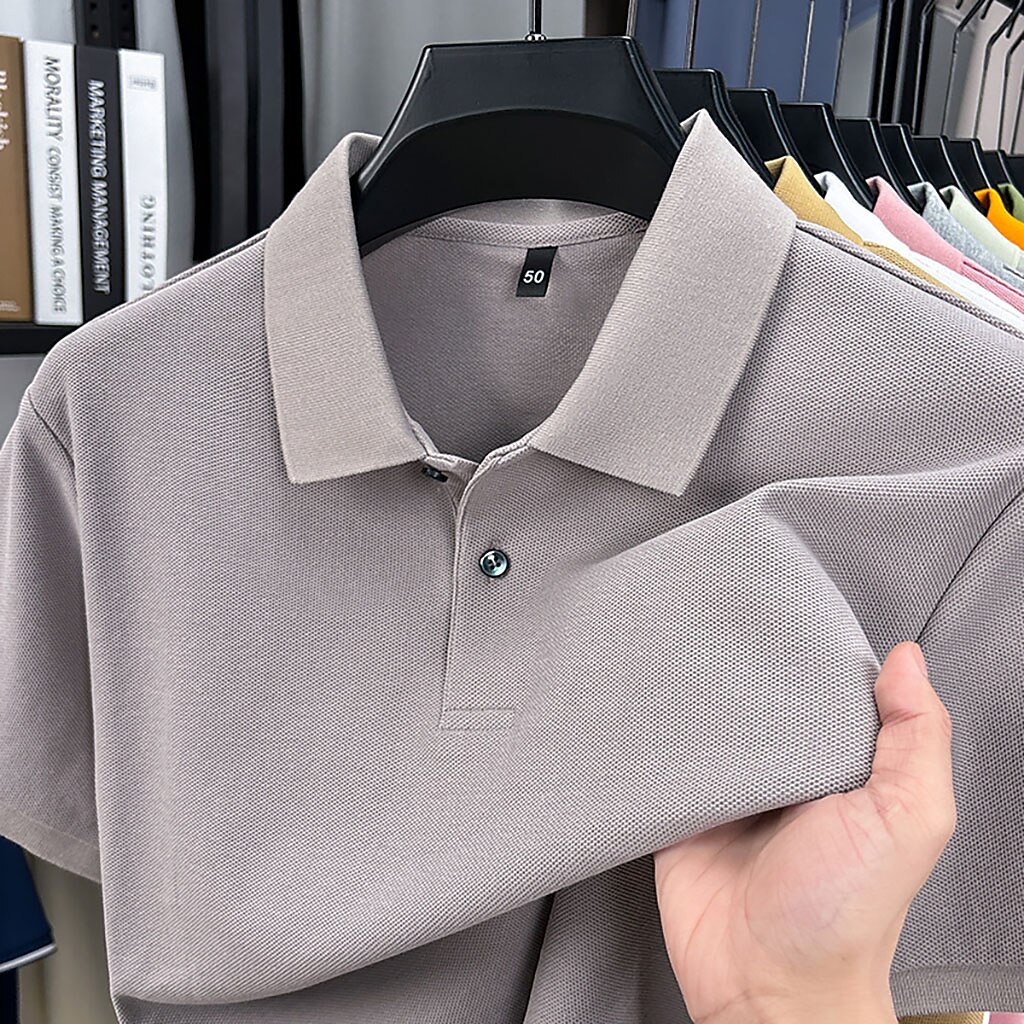 Men's Polo Polo Shirts Casual Vacation Lapel Short Sleeve Fashion Modern Plain Buttons Plain Summer Spring Regular Fit Lake blue Black White Yellow Pink Red Polo