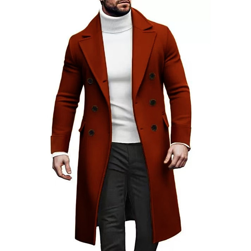 Men's Overcoat Trench Coat Long Trench Coat Going out Fall Winter  Outerwear Clothing Apparel Lapel Double Breasted