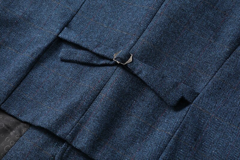 Men's Vest Tweed Vest Waistcoat Vintage Fashion Spring &  Fall Buttons Wool Blend Comfortable Plain Single Breasted V Neck Regular Fit Deep Green Navy Dark Gray Light Grey Vest