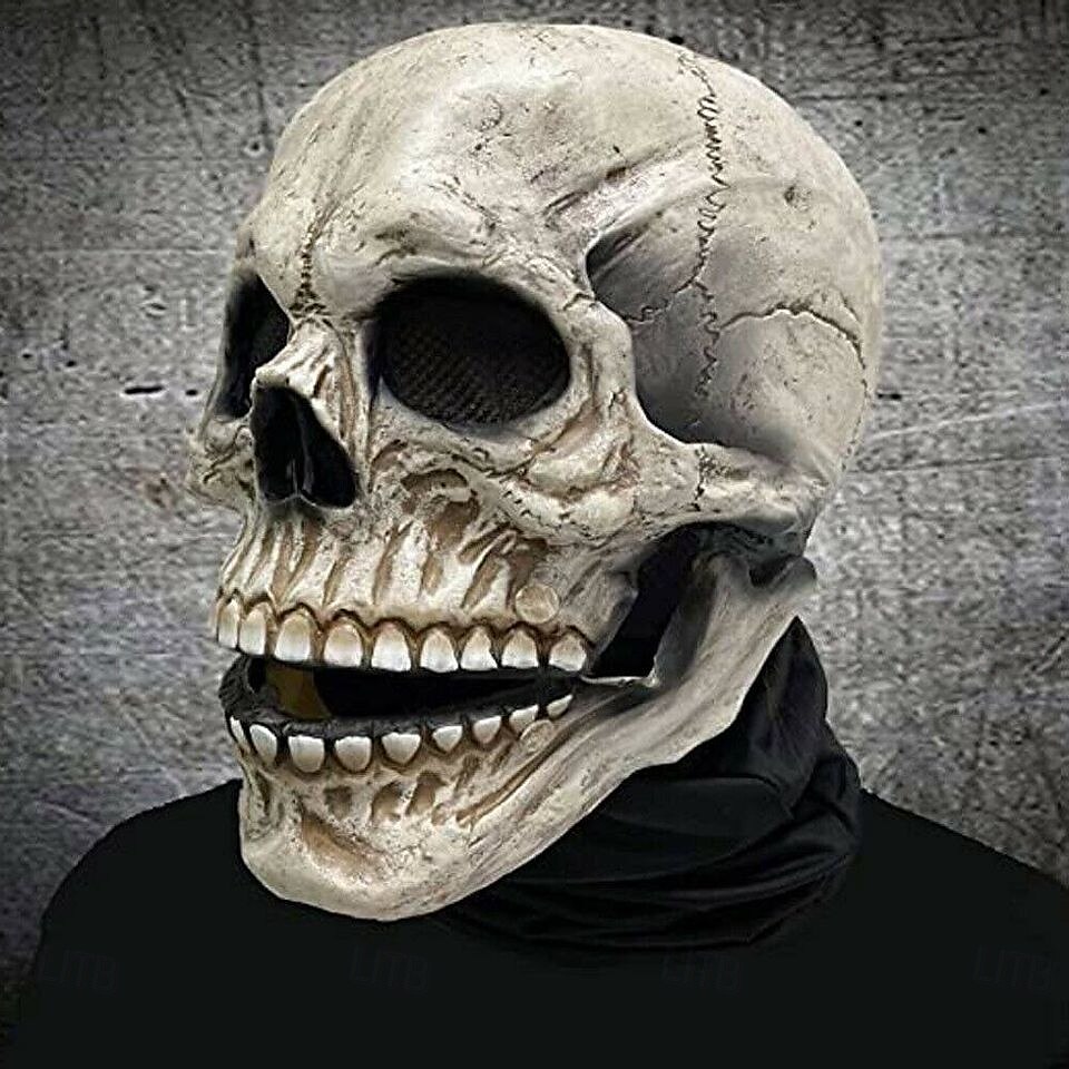 Halloween Full Head Skull Mask,Helmet with Movable Jaw,Scary Realistic Halloween Mask For Adults Costumes,Call of Duty Mask Toy,Halloween Skeleton Decoration
