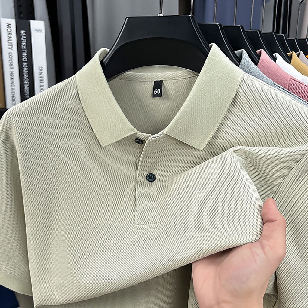 Men's Polo Polo Shirts Casual Vacation Lapel Short Sleeve Fashion Modern Plain Buttons Plain Summer Spring Regular Fit Lake blue Black White Yellow Pink Red Polo