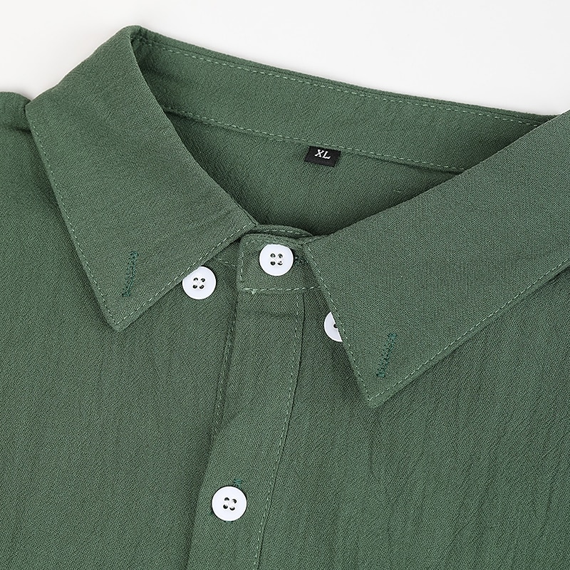 Men's Shirt Linen Shirt Summer Shirt Beach Shirt Button Up Shirt Untucked Shirts Plain Outdoor Street Black White Light Green Pink Long Sleeve Turndown Summer Spring &  Fall Clothing Apparel