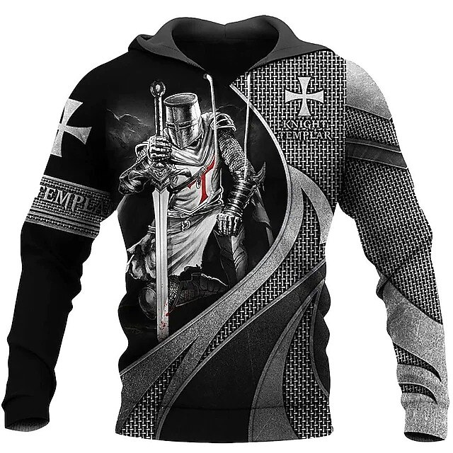 Men's Hoodie Pullover 3D Print Plus Size Basic Long Sleeve Sweatshirt