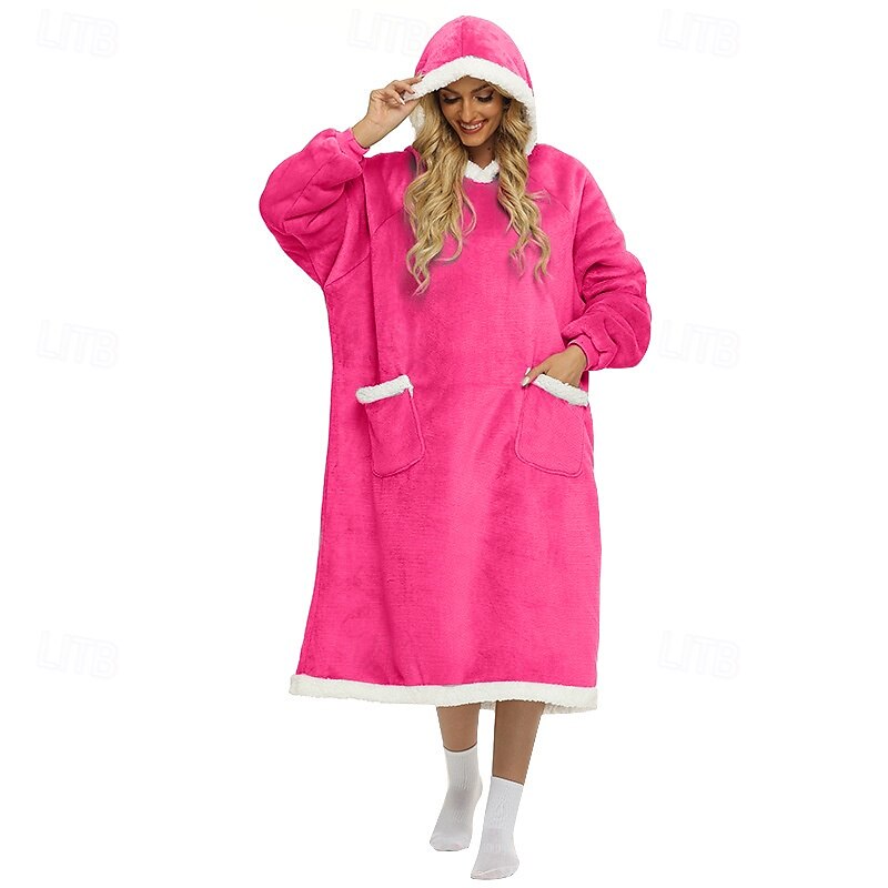 Adults' Oversized Hoodie Blanket Wearable Blanket With Pocket Solid Color Onesie Pajamas Flannel Cosplay For Men and Women Carnival Animal Sleepwear Cartoon Festival / Holiday Costumes