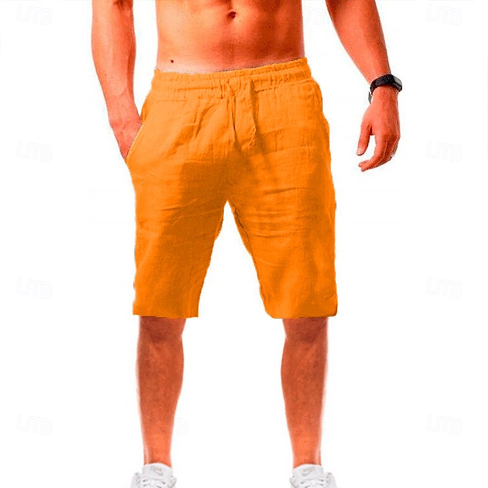 Men's Shorts Summer Shorts Beach Shorts Drawstring Plain Yoga Business Beach Hawaiian Casual Black White