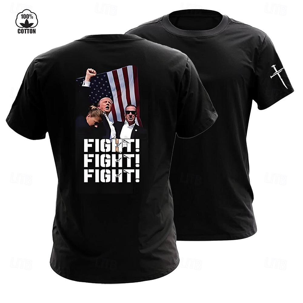 Trump Letter Print Black T shirt Tee Men's Graphic 100% Cotton Shirt Classic Casual Shirt Short Sleeve Comfortable Tee Summer Spring Fashion Designer Clothing S M L XL XXL