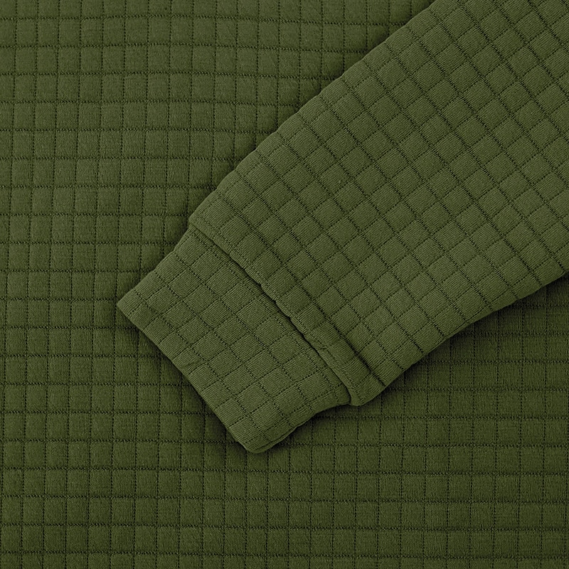 Men's Waffle Tee T Shirt Quarter Zip Tee Long Sleeve Stand Collar Fall Winter Spring &  Fall Solid Color Knitwear Daily Casual Crewneck Outdoor Causal Casual Navy Black White Top Tee for Men