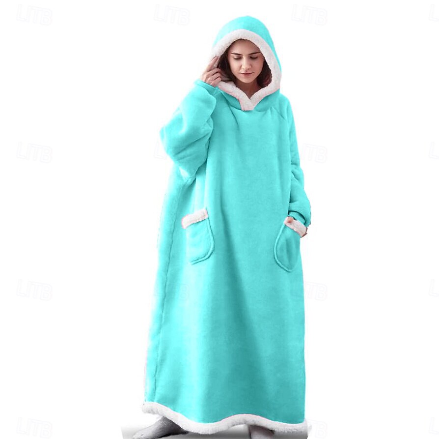 Adults' Oversized Hoodie Blanket Wearable Blanket With Pocket Solid Color Onesie Pajamas Flannel Cosplay For Men and Women Carnival Animal Sleepwear Cartoon Festival / Holiday Costumes