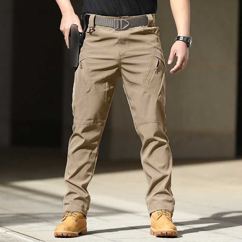Men's Cargo Pants Tactical Trousers Classic Multi Pocket Straight Leg Solid Color Comfort Outdoor Full Length Casual Daily Streetwear Stylish Black+Grey Black Micro-elastic