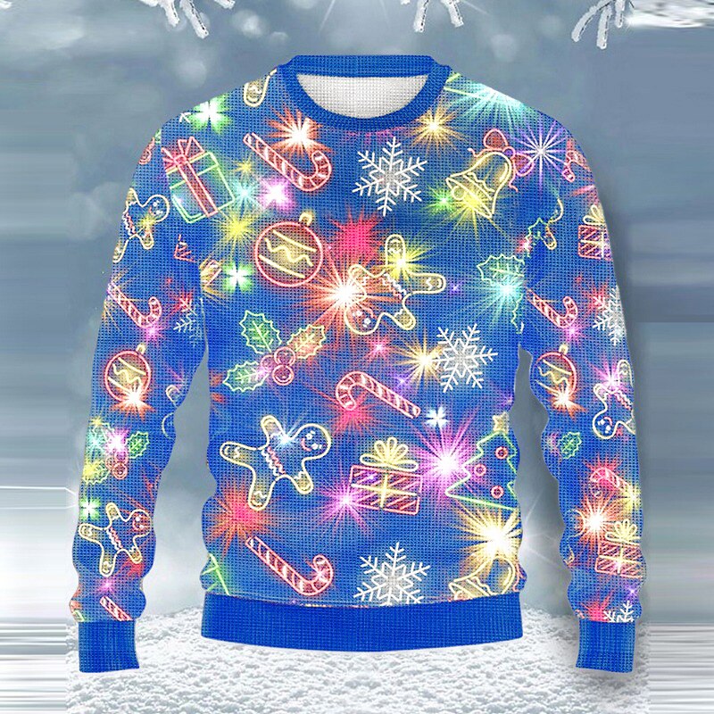 Ugly Christmas Sweater Men's Sweaters Rock Snowflake Gingerbread Pullover Jumper Knitwear Knitting New Years Eve Sweater Outdoor Daily Vacation Long Sleeve Crewneck Fall Winter Black Army Green Blue