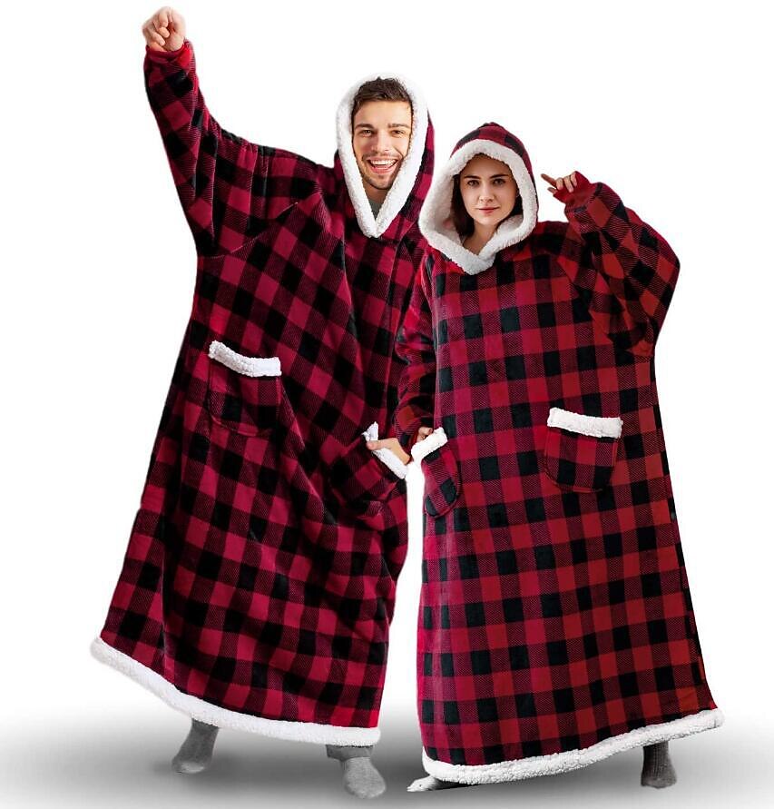Adults' Oversized Hoodie Blanket Wearable Blanket With Pocket Solid Color Onesie Pajamas Flannel Cosplay For Men and Women Carnival Animal Sleepwear Cartoon Festival / Holiday Costumes