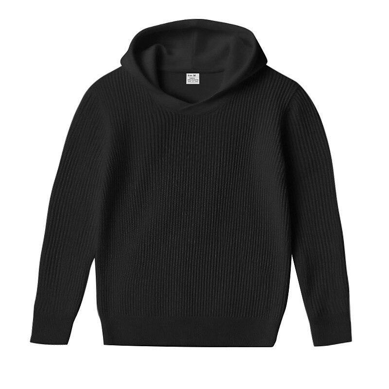 Men's Pullover Sweater Jumper Knit Sweater Ribbed Knit Regular Tops Knitted Plain Hooded Fashion Basic Vacation Daily Wear Clothing Apparel Fall & Winter Black Khaki M L XL