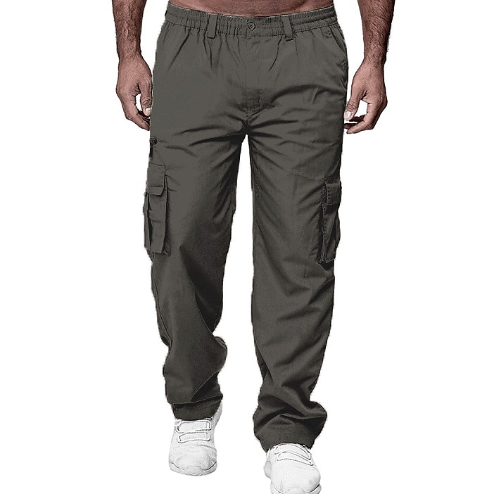 Men's Cargo Pants Cargo Trousers Combat Trousers Zipper Pocket Solid Color Breathable Quick Dry Daily Streetwear Classic Formal Denim Blue Deep card